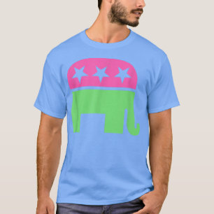 Camiseta Preppy Republican Right Elephant Pastel Pink Green