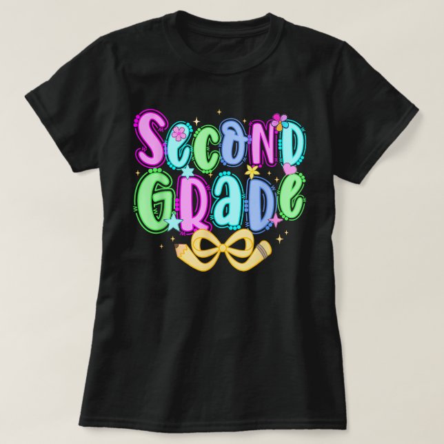 Camiseta Preppy Second Grade 2nd Grade Teachers Girls (Frente do Design)