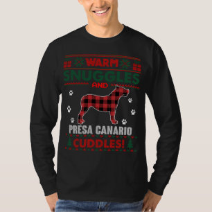 Camiseta Presa Canario Dog Pet Red Xadrez Xmas Ugly Christm