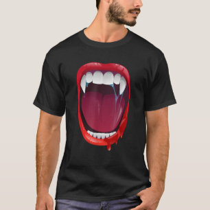 Camiseta Presas assustadoras Vampiros Lábios Dentes Dentes
