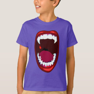 Camiseta Presas de Vampiro Show de Terror Campy Dentes Lábi