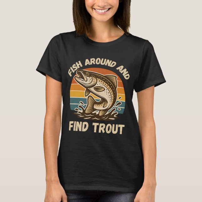 Camiseta Presca e Encontre Presente de Pesca de Truta Arco- (Frente)