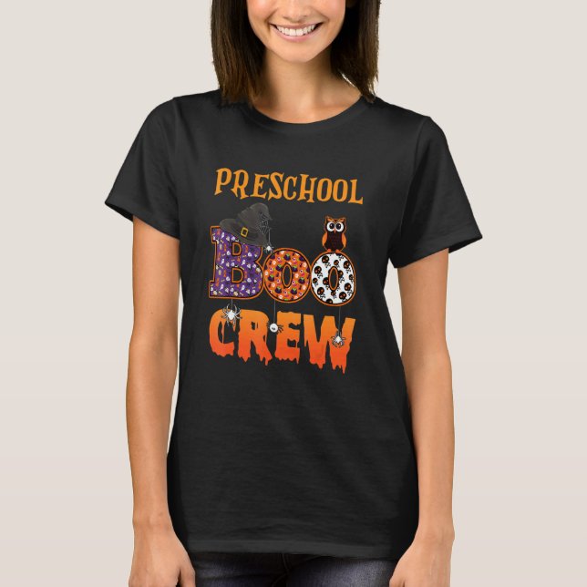 Camiseta Preschool Boo Crew Spooky Halloween Pré K Preschoo (Frente)