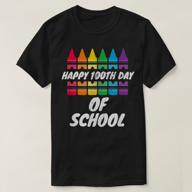 Camiseta Preschool Happy 100º Dia da Professora De Crayon (Frente do Design)