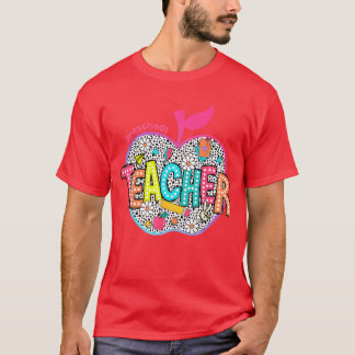 Camiseta Preschool Teacher Flowers Retro Lightning Back To 