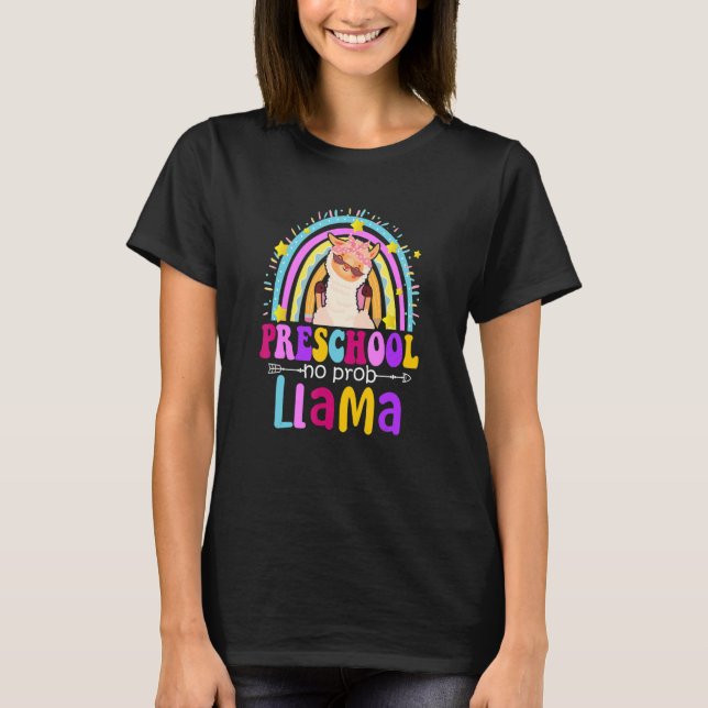 Camiseta Preschool Teacher Rainbow No Prob Llama 100 Days o (Frente)