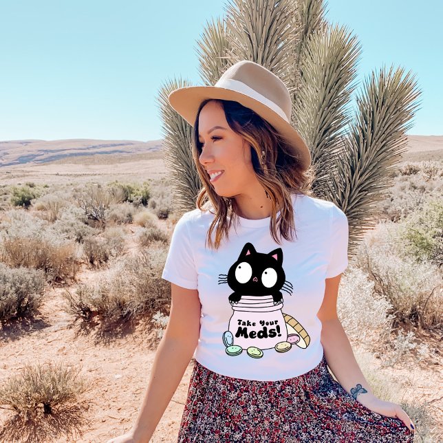 Camiseta Prescrição Engraçada Chá Gato Gráfico, Gato Adoráv (Criador carregado)