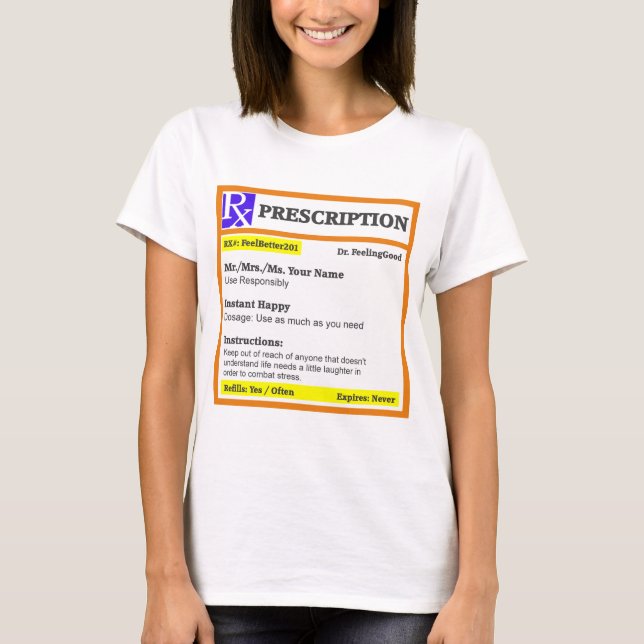 Camiseta Prescrição engraçada do rx (Frente)
