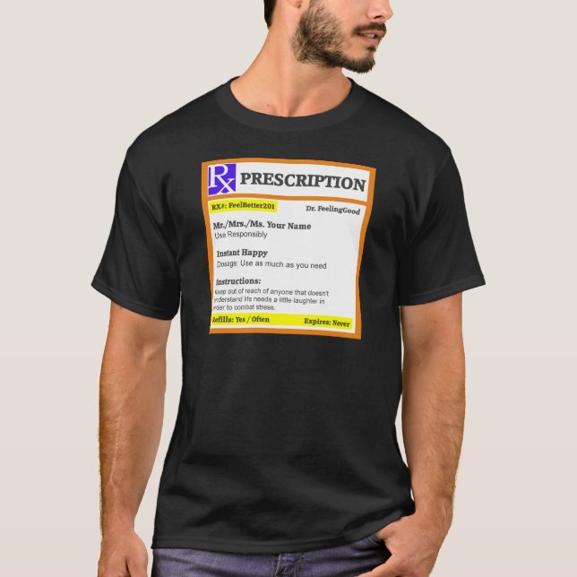 Camiseta Prescrição engraçada do rx (Frente)