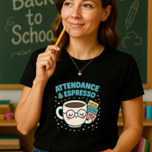 Camiseta Presença do professor & Espresso; Bonito Café & No