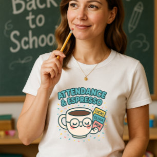 Camiseta Presença & Espresso; Engraçado Professor Café