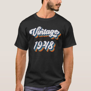 Camiseta Presente 76 Anos Homem Mulher Vintage 1948 Anivers