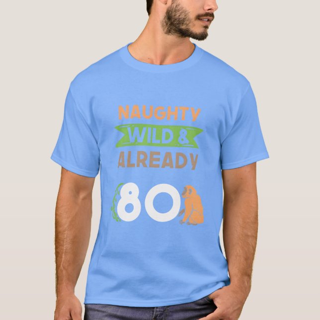 Camiseta Presente 80 anos aniversário mulheres Macaco macac (Frente)