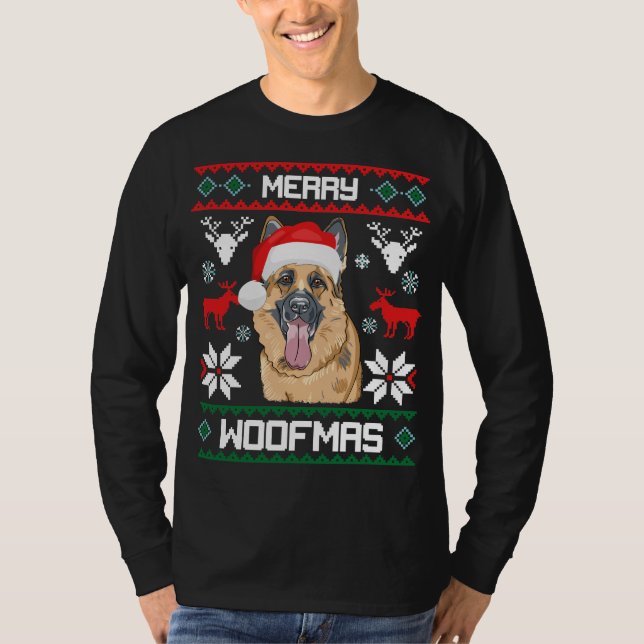Camiseta Presente alegre do Natal de Woofmas do cão de (Frente)