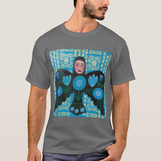 Camiseta Presente amigo pássaro azul (Frente)