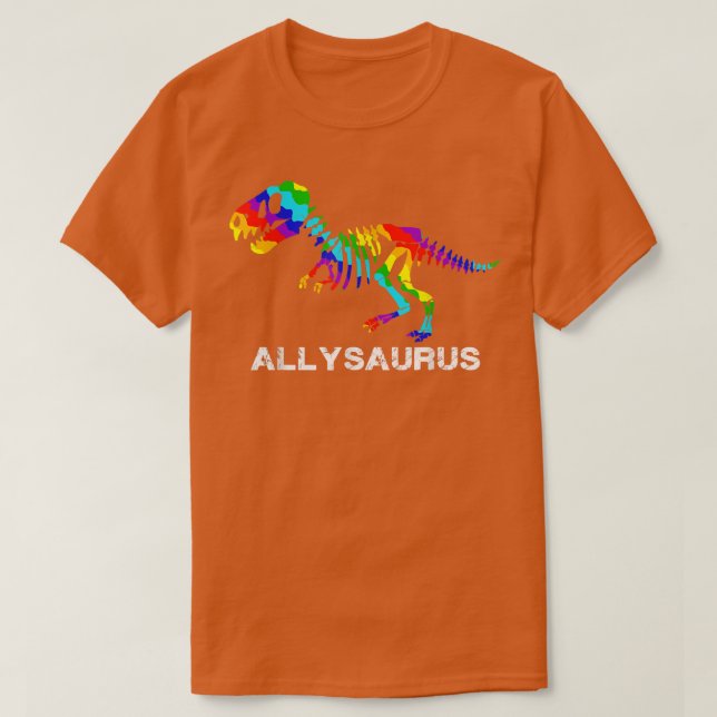 Camiseta Presente Animal Arco-Íris Tre Dinossauro Esqueleto (Frente do Design)