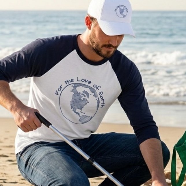 Camiseta Presente Azul do Dia da Terra Minimal Eco Pelo Amo (Criador carregado)