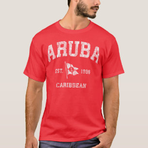 Camiseta Presente Bandeira Âncora de Barco Náutico de Aruba