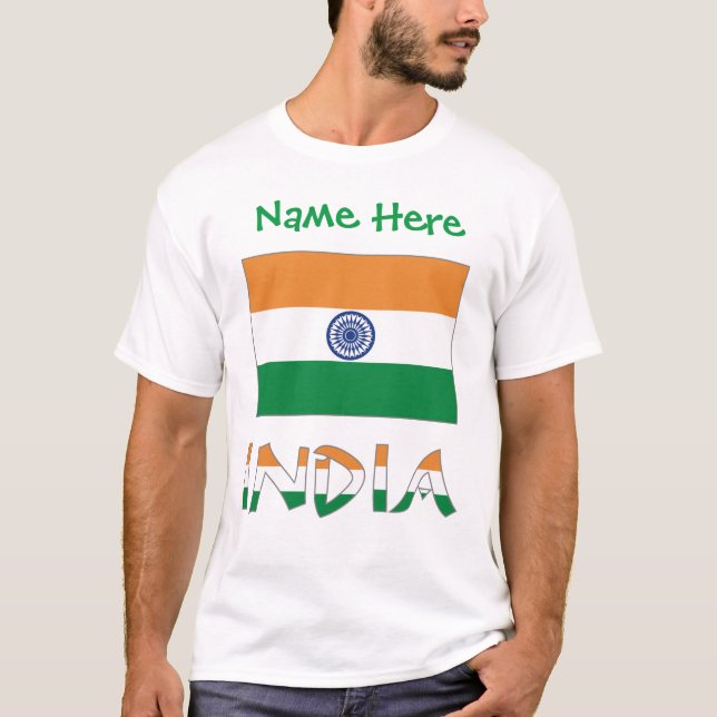 Camiseta Presente Bandeira da Índia Personalizada Masculino (Frente)
