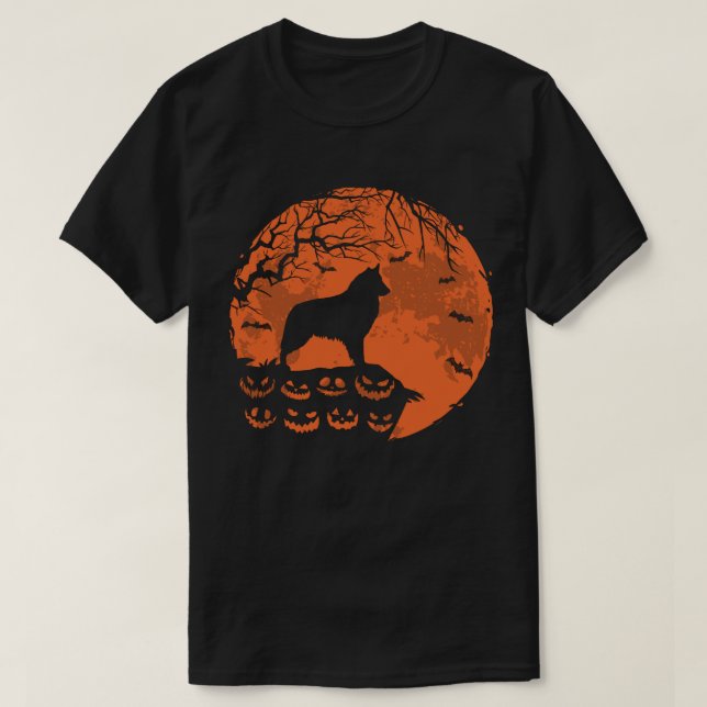 Camiseta Presente Belga Para O Cão De Tervuren E Moon Hallo (Frente do Design)