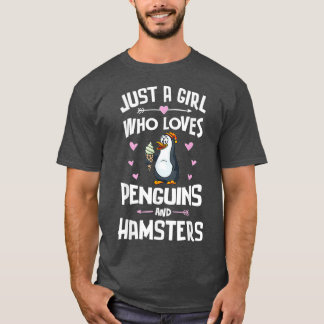 Camiseta Presente Bonito para Meninas Pinguins e Hamsters
