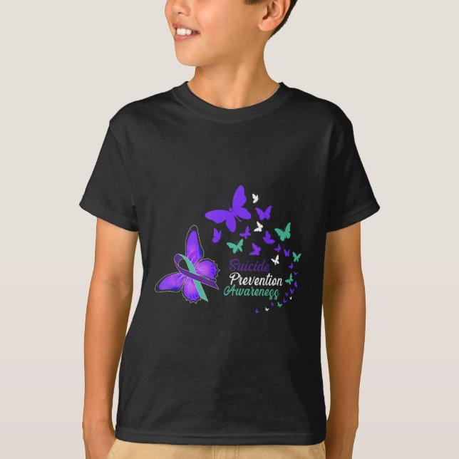 Camiseta Presente Borboletas de Conscientização sobre Preve (Frente)