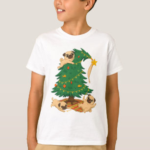 Camiseta Presente Caótico da Árvore de Natal com Pug Engraç