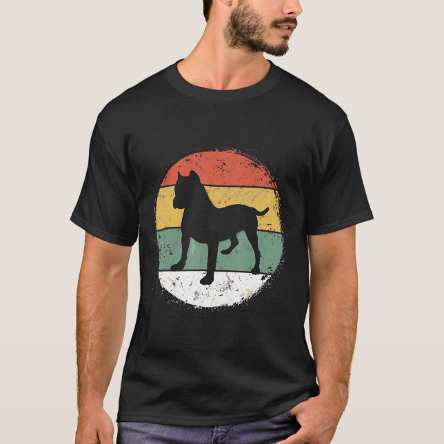 Camiseta Presente Circular Retro para Dono de Pitbull Amant (Frente)
