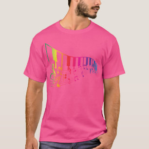Camiseta Presente Colorido de Notas Musicais em Clave de So