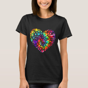 Camiseta Presente Colorido de Tye Dye Die Tie Coração Dia d