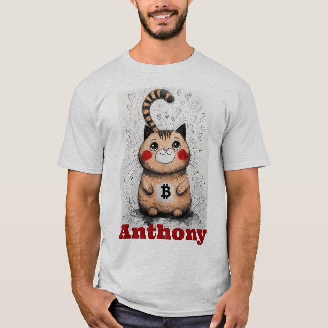 Camiseta presente criptográfico de amante de gatos editável (Frente)