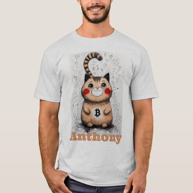 Camiseta presente criptográfico de amante de gatos editável (Frente)