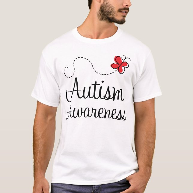 Camiseta Presente da borboleta da consciência do autismo (Frente)