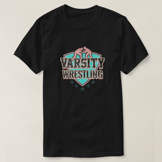 Camiseta Presente da Equipe de Luta de Varsity do Wrestler  (Frente do Design)