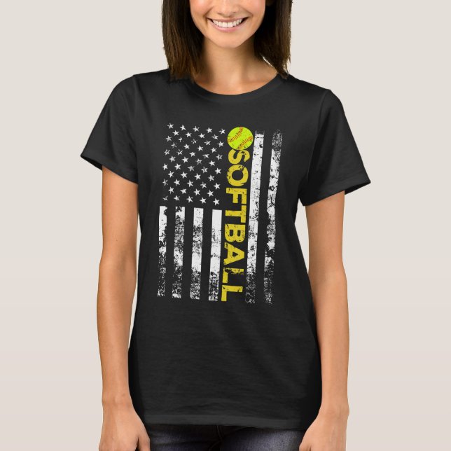 Camiseta Presente da Equipe de Softball da Bandeira America (Frente)