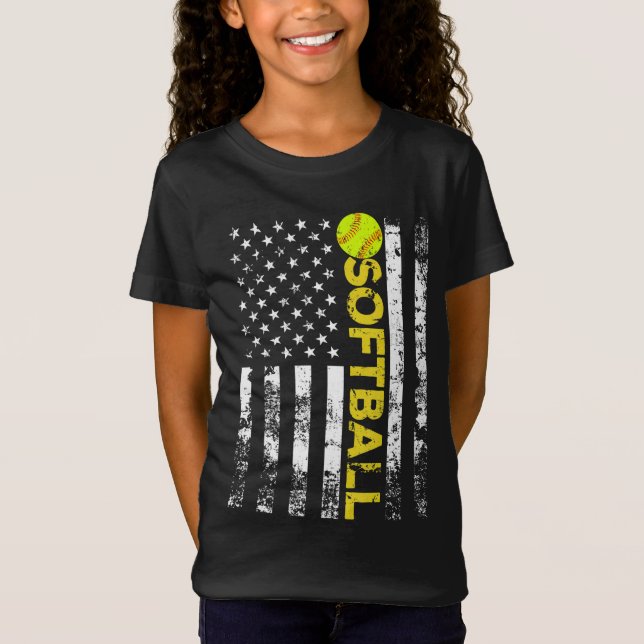 Camiseta Presente da Equipe de Softball da Bandeira America (Frente)