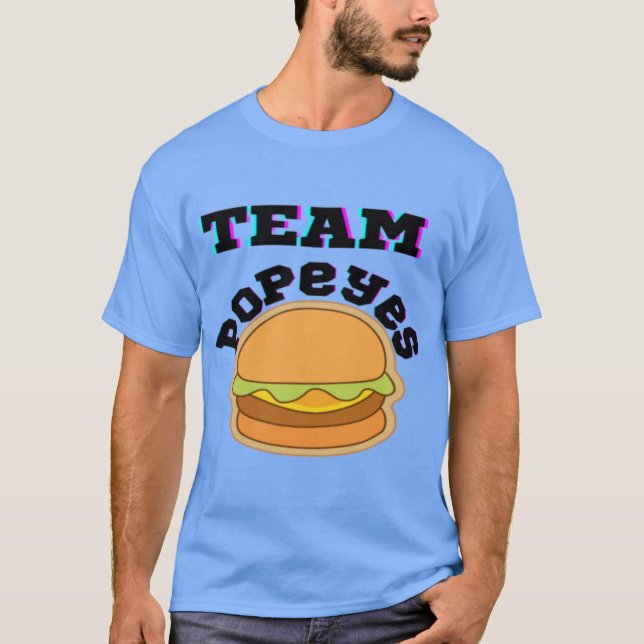 Camiseta Presente da Equipe Popeyes Chicken Sandwich (Frente)