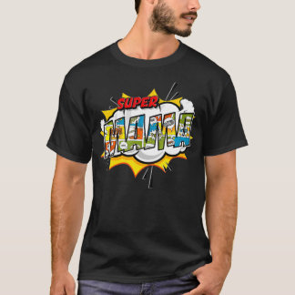 Camiseta Presente da família Super Mama Comic Style para a