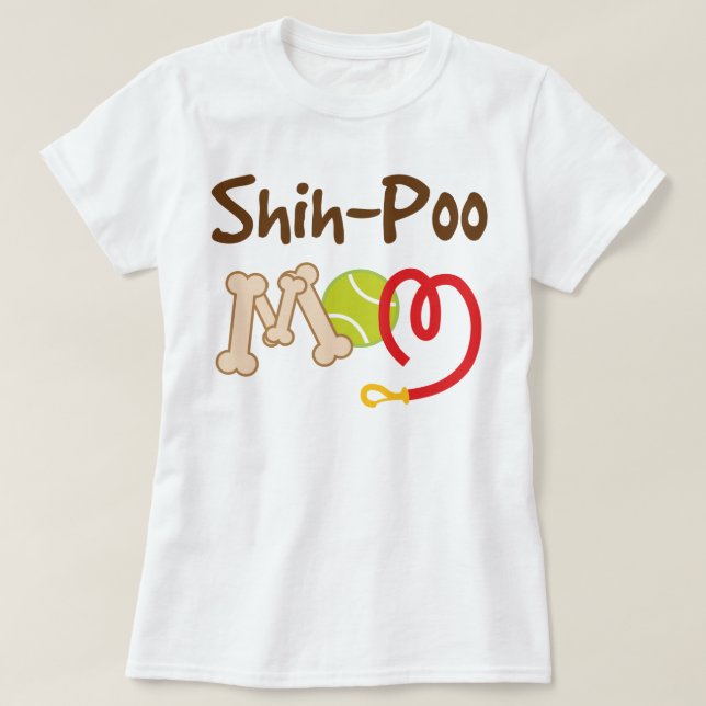 Camiseta Presente da mamã da raça do cão de Shih-Poo (Frente do Design)