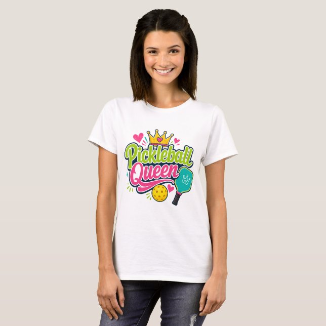 Camiseta Presente da Rainha do Pickleball para Amantes de P (Frente Completa)