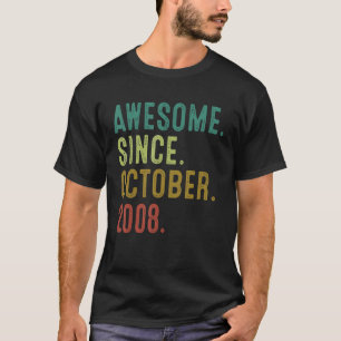 Camiseta Presente De 14 Anos Incrível Desde Outubro De 2008
