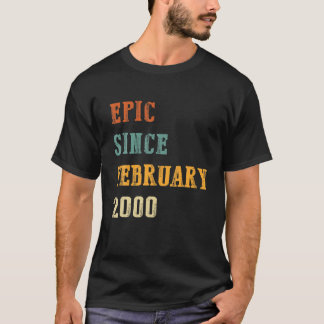 Camiseta Presente de 22 Anos Épico Fevereiro 2000 Aniversár