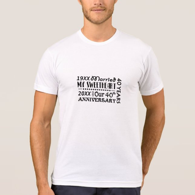 Camiseta Presente de 40ª Diversão de Casamento Moderno (Frente)