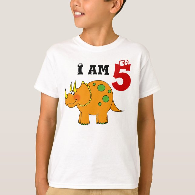 Camiseta presente de 5, triceratops de dinossauro (Frente)