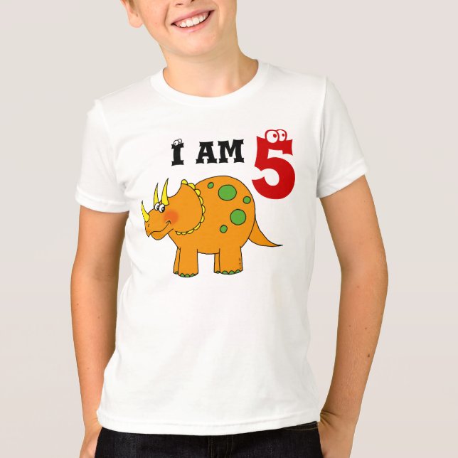 Camiseta presente de 5, triceratops de dinossauro (Frente)
