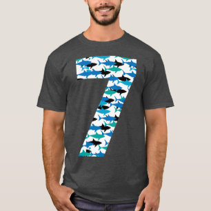 Camiseta Presente De 7 Birthday Shark Patterk De Sete Anos