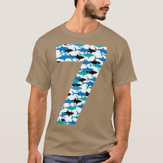 Camiseta Presente De 7 Birthday Shark Patterk De Sete Anos