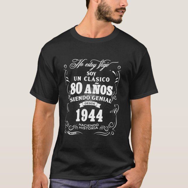 Camiseta Presente de 80 de aniversário para homens em espan (Frente)