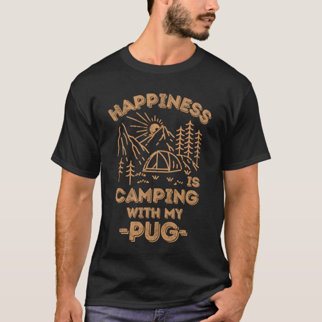 Camiseta Presente de acampamento com pug (Frente)