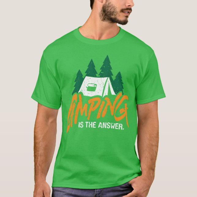 Camiseta Presente de acampamento em estilo retrô ou present (Frente)